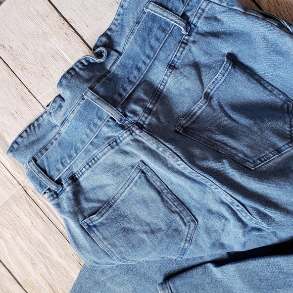 WHO WHAT WEAR Blue Paper Bag hi-rise Jeans 8 - Picture 5 of 7